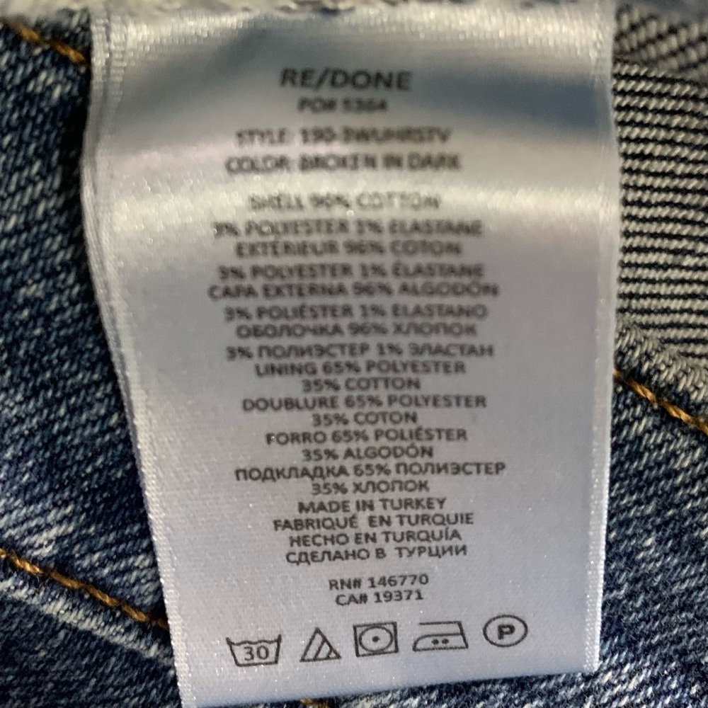RE/DONE 70S ULTRA HIGH RISE STOVE PIPE
DENIM RAW HEMS WASH BROKEN IN DARK - Picture 14 of 16